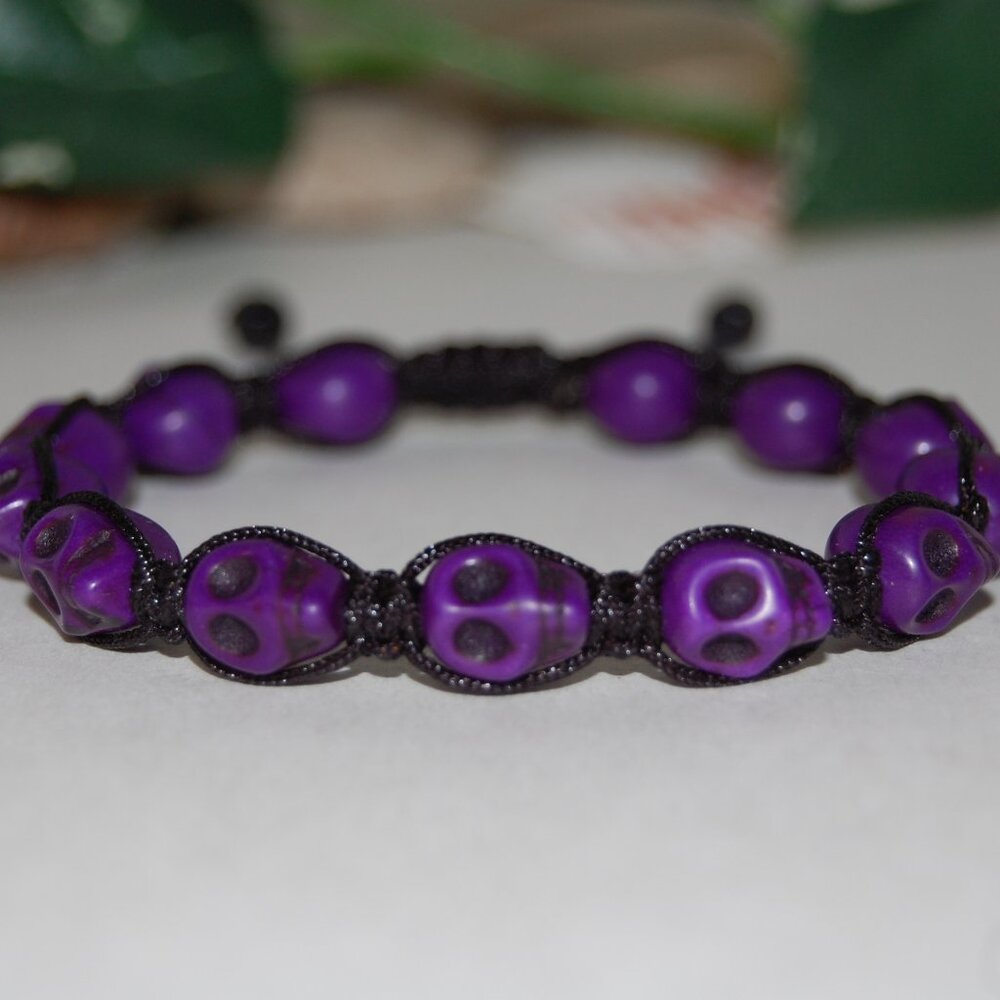 Skull Bracelet,Stone Skull Bracelet,Skull Drawstring Bracelet,Ethnic Bracelet